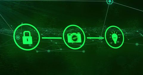 Green Technology Icons on Digital Grid Network Background - Download Free Stock Images Pikwizard.com