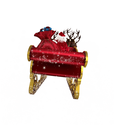 Sparkling santa's sleigh with transparent background