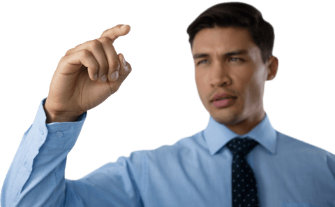 Confident Young Businessman Using Transparent Virtual Interface - Download Free Stock Videos Pikwizard.com