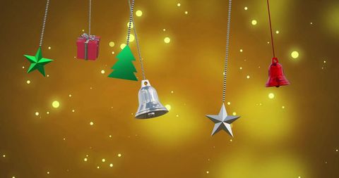 Festive Holiday Decorations Hanging Over Glowing Lights