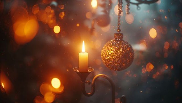 Warm Festive Candlelight with Filigree Ornament