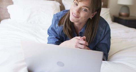 Woman Enjoying Casual Video Call in Comfortable Home Setting
