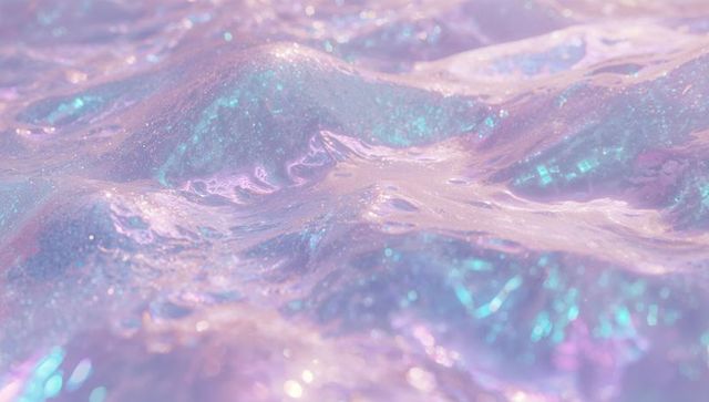 Iridescent Fluid Wave Surface with Sparkling Glitter