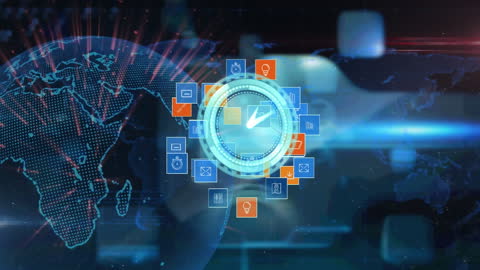 Digital Interface and Global Business Animation with Icons