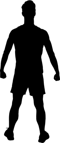 Silhouette of man in standing pose with hands by side transparent