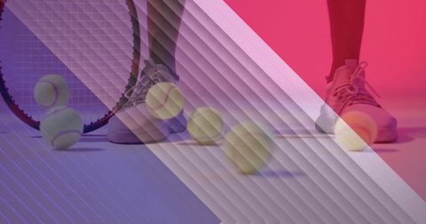 Dynamic Tennis Scene with Modern Design Overlay