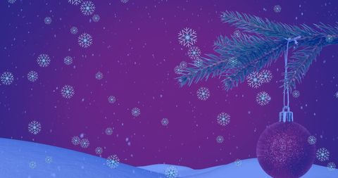 Enchanting Winter Scene with Christmas Bauble and Snowflakes