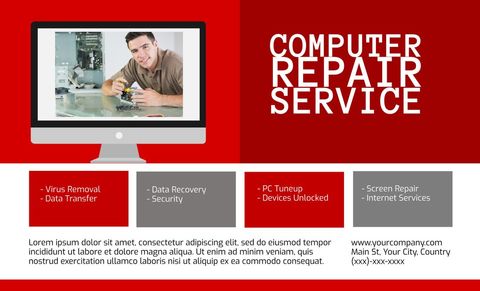 Professional Computer Repair Service Flyer with Technician - Download Free Stock Templates Pikwizard.com