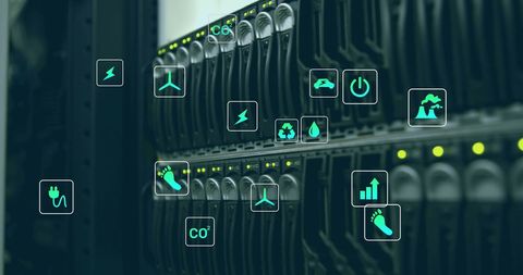 Sustainable Technology Concepts with Digital Interface and Servers - Download Free Stock Images Pikwizard.com