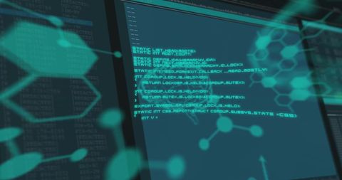 Digital Brain and Molecules Over Data Processing Screen - Download Free Stock Images Pikwizard.com