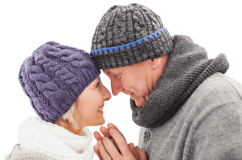 Elderly Couple Sharing Moment on Transparent Background