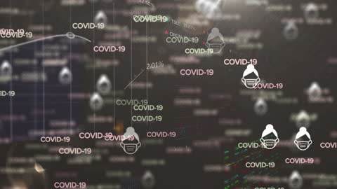 COVID-19 Pandemic Data and Mask Icons Illustration