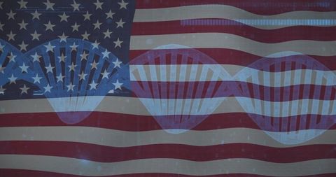 American Identity with DNA Helix Symbolizing Biotechnology and Innovation