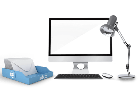 transparent illustration of desktop computer with emails and lamp - Download Free Stock Videos Pikwizard.com