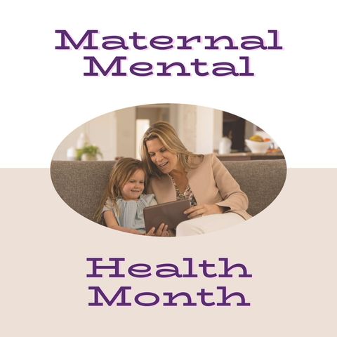 Happy Mother and Daughter Bonding Maternal Mental Health Month - Download Free Stock Templates Pikwizard.com