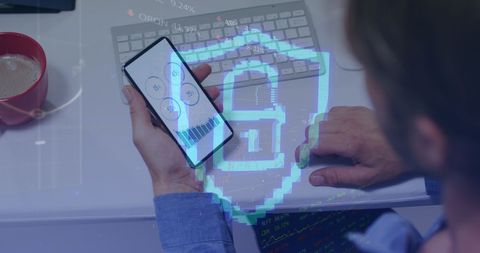 Digital Security Concept with Smartphone and Data Overlay - Download Free Stock Images Pikwizard.com