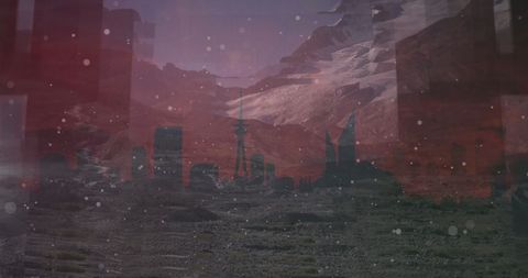 Galactic Skies Hovering Urban Skyline