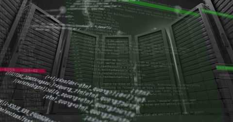 Data Processing Codes Superimposed on Server Room - Download Free Stock Images Pikwizard.com