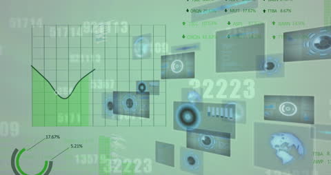 Data Analysis and Interface on Green Themed Technology Background