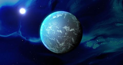 Blue Planet and Moon Surrounded by Stunning Cosmos - Download Free Stock Images Pikwizard.com