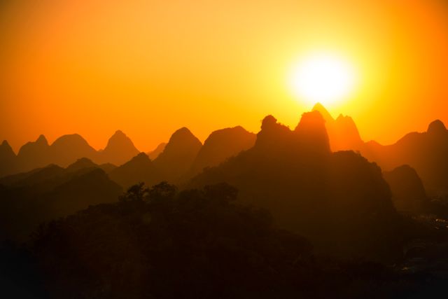 Golden Sunset Over Scenic Mountain Range and Silhouettes - Download Free Stock Photos Pikwizard.com