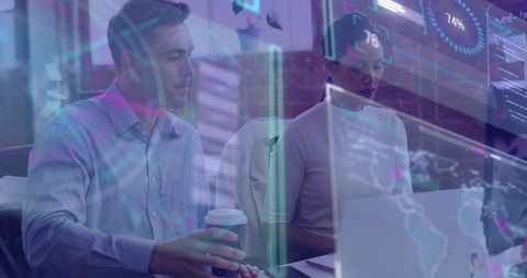 Collaborative Team Analyzing Data at Modern Office