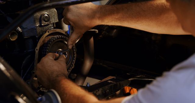 Mechanic Repairing Car Engine with Tools in Workshop - Download Free Stock Images Pikwizard.com