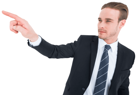 Confident Transparent Businessman Pointing and Presenting Idea - Download Free Stock Videos Pikwizard.com