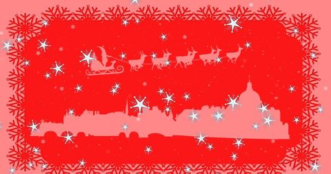Festive Red Christmas Silhouette with Snowflakes - Download Free Stock Images Pikwizard.com