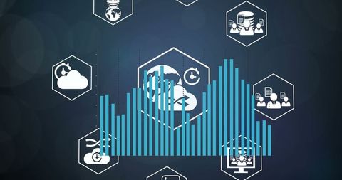 Digital Data Analysis with Technological Icons Background