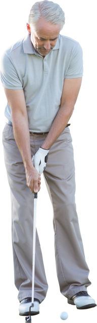 Caucasian Male Golf Player Taking Putting Posture On Transparent Background - Download Free Stock Videos Pikwizard.com