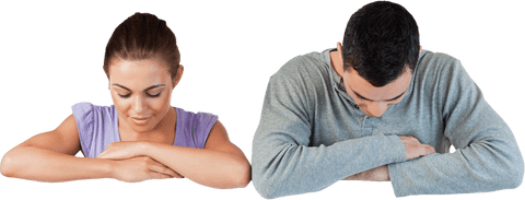 Attractive Couple in Forward Bent Pose on Transparent Background