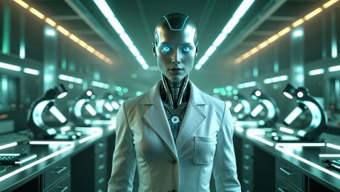 futuristic humanoid robot in technology lab - Download Free Stock Images Pikwizard.com