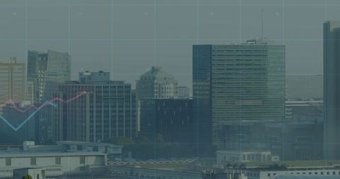 City Skyline with Financial Graph Overlay Panorama