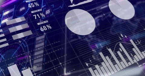 Futuristic Data Analytics Interface with Holographic Charts