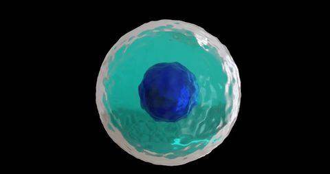 3d illustration of blue and turquoise cell on black background