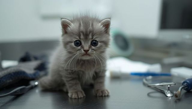 Curious Kitten on Veterinary Examination Table
