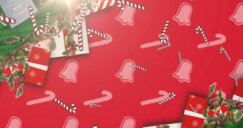 Candy Canes and Gifts Festive Holiday Background