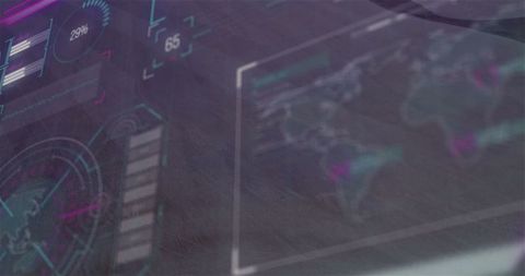 Futuristic digital interface dashboard with holographic display