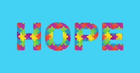 Colorful Puzzle Text Hope on Light Blue Background - Download Free Stock Images Pikwizard.com