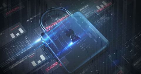 Cybersecurity Concept with Padlock Overlay in Data Center - Download Free Stock Images Pikwizard.com