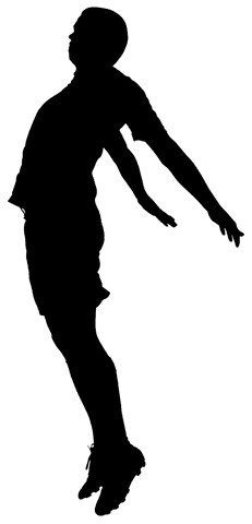 Silhouette of Jumping Male Soccer Player on Transparent Background