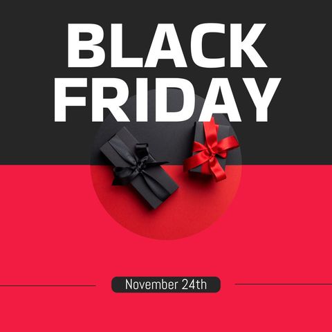 black friday promotion with red and black gift boxes - Download Free Stock Templates Pikwizard.com