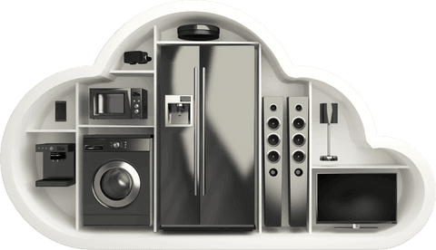 modern home appliances in cloud-shaped transparent storage concept - Download Free Stock Videos Pikwizard.com