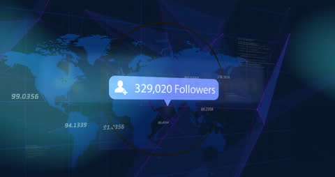 Digital Global Network Interface with Increasing Followers Concept