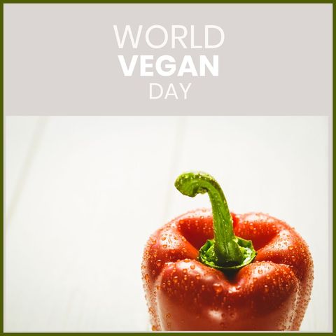 World vegan day with fresh red bell pepper