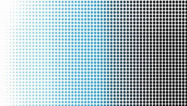 Fading Cyan-to-Black Halftone Dot Grid Abstract Background for Modern Graphic Design