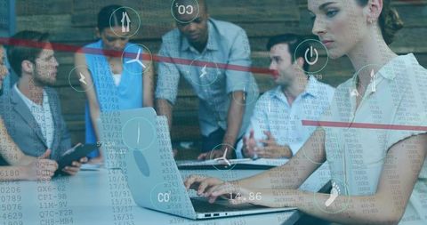 Business Team Collaboration Digital Analysis Concept in Modern Office