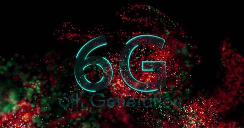 Futuristic 6G Technology Concept with Glowing Particles