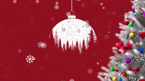 Festive Animation of Snowfall and Christmas Tree Decorations